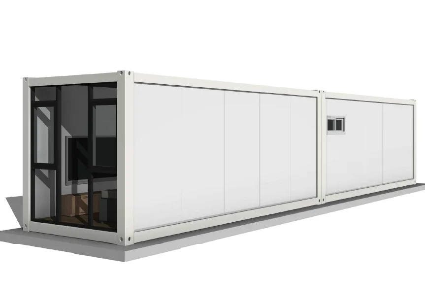 40ft luxury flat pack container house with wood cladding, including electrical and plumbing