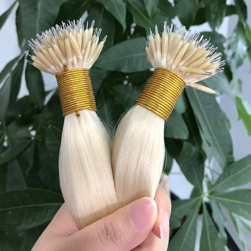 12A Wholesale Russian Cuticle Aligned Double Drawn Remy Virgin U/I/Flat Tip Keratin Nano Bead Ring human hair extension