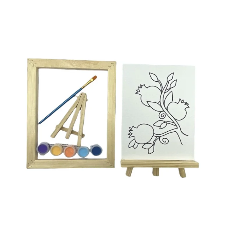 Rectangle DIY Decorative Painting Easel with Inner Frame Flower Pattern Oil Painting Board for Coloring