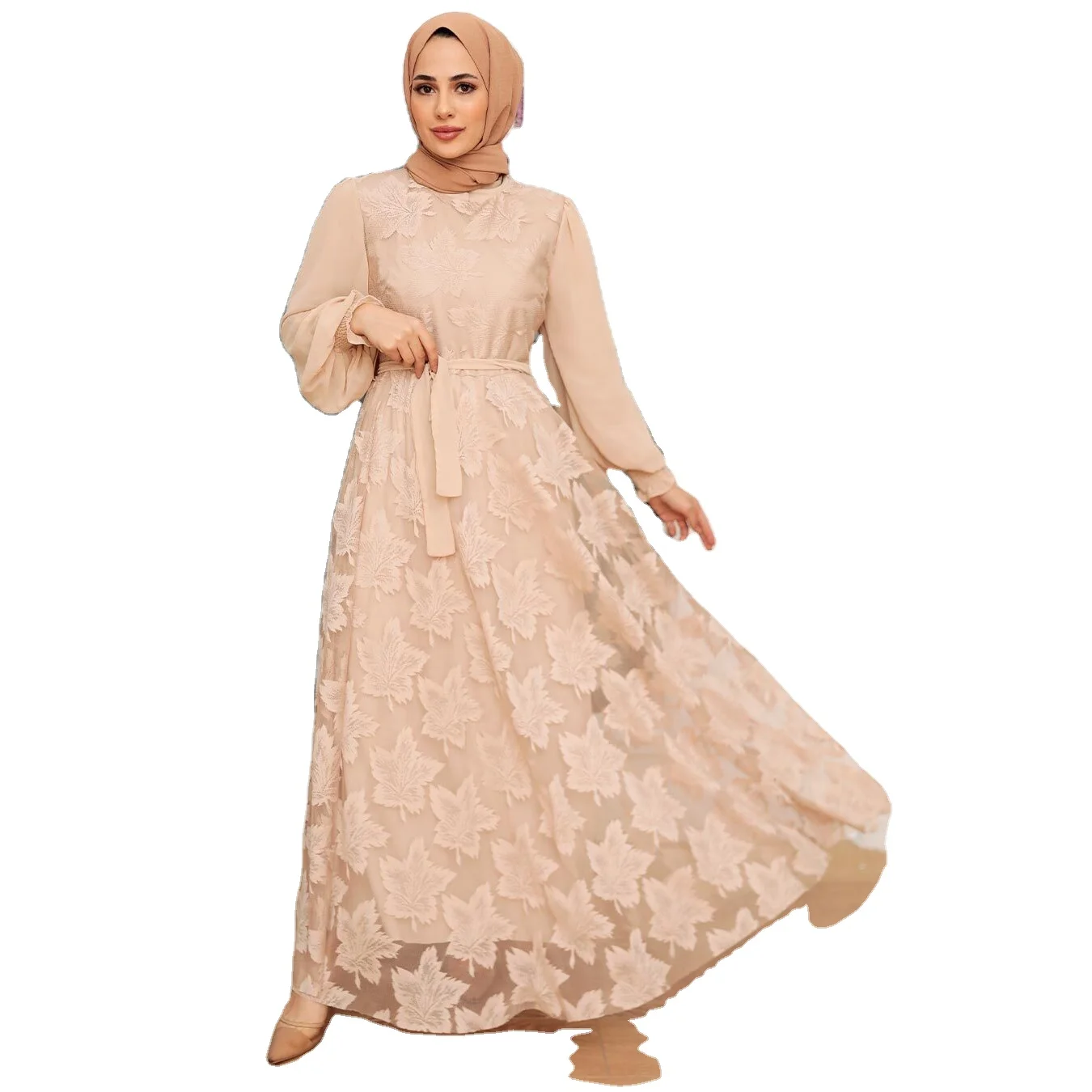 New Muslim Clothes Manufacturers Custom Dubai Muslim Lace Modesty Maxi Dress For Ladies