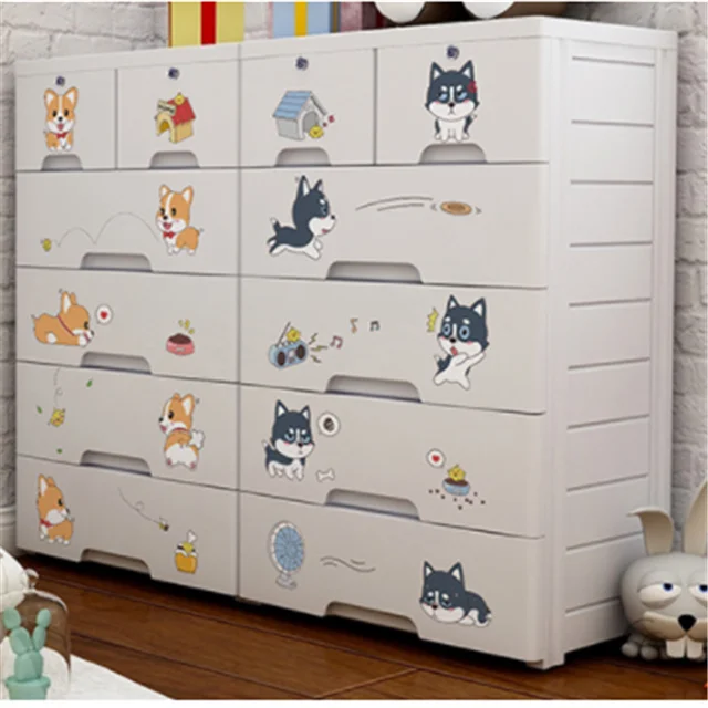 Plastic Drawer Cabinets Cartoon Animal Children Wardrobe Lockers Baby Clothes Cabinet Box Drawers