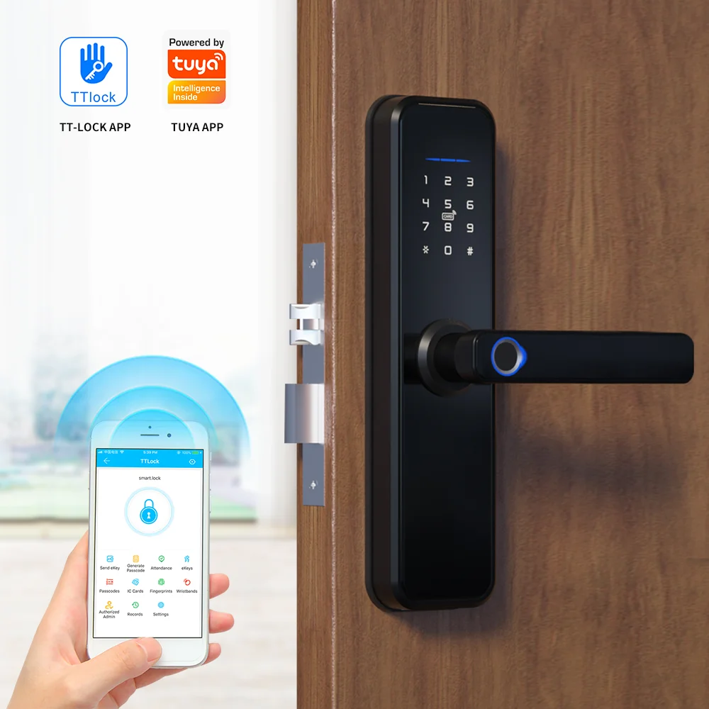 Amazon hot sell biometric intelligent wifi electronic password fingerprint tuya smart door lock