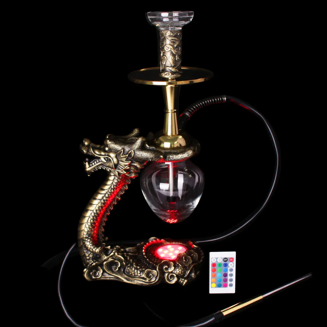 Chinese elements Oriental dragon hookah with light single pipe creative shape shisha