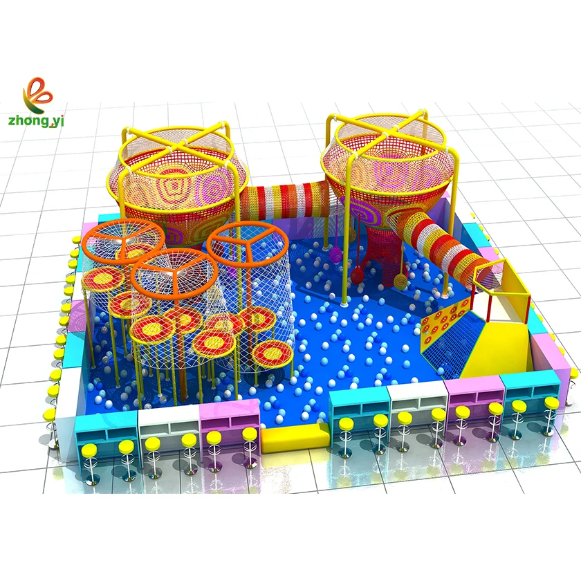 Hot Sale Kids Crochet Rope Climbing Net Children Crochet Knit Indoor Playground Colorful Rainbow Net