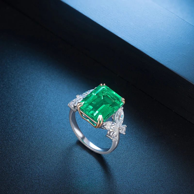 Anster высококачественный лабораторный Выращенный изумруд 6.262ct большой камень 18k золото с пользовательским логотипом дизайн обручальное кольцо