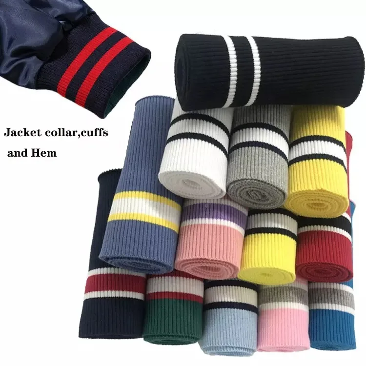 Knit Hem Necklines Neck Jacquard Clothing Ribbed Knitted Fabric Cotton Knitting Collar Rib For Polo T-shirt