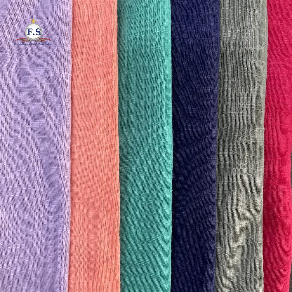 SLUB SINGLE JERSEY KNIT FABRIC WITH 100% POLYESTER