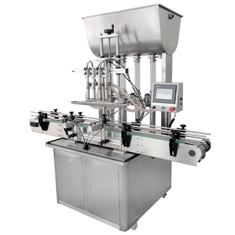Factory price 4 nozzles viscous liquid filling machine piston type for cosmetics soap detergent shampoo paste chili sauce