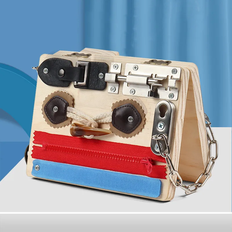 Wooden Early Educational Toy Multifunction Busy blocks Folding Busy Board Locking Game Montessori Educational Toys for Child