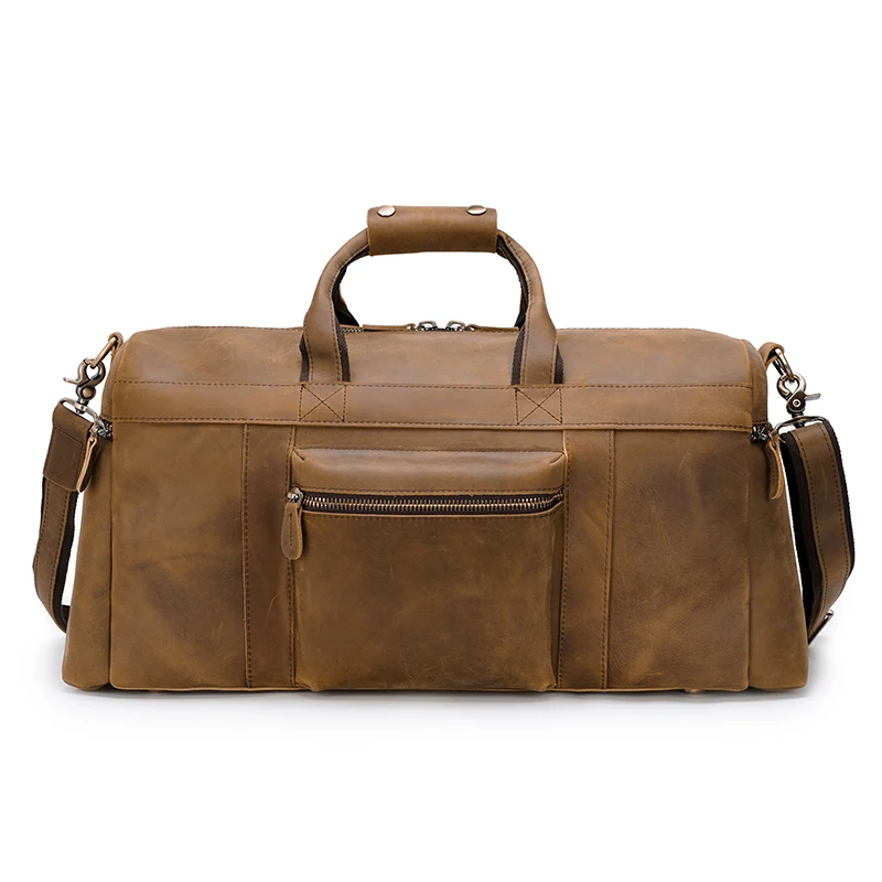 Tiding Brown 100% Genuine Leather Mens Weekender Duffle Bag Wholesale Brand Name Antique Men Leather Travel Bags