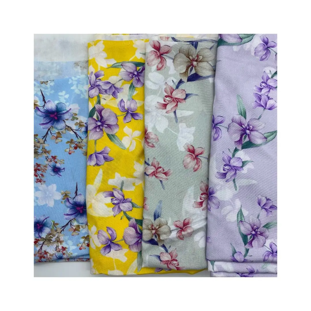rayon printed fabric Wholesale custom woven plain challis tropical floral digital printed 100 rayon fabric for dresses