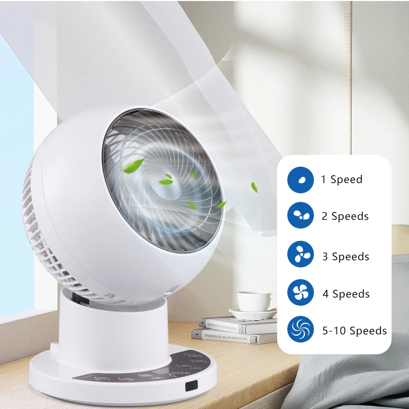 High velocity 10 speeds auto rotating up-down 0-95 noiseless top table fly fan