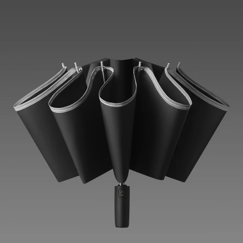Wholesale promotion custom 10K Safety Reflective inverted Umbrella automatic 3 fold reverse smart umbrella windproof waterproof