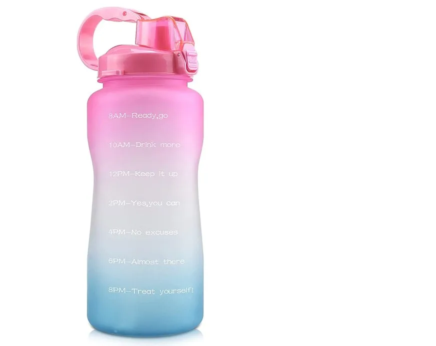 Half Gallon/64oz Motivational Water Bottle with Time Marker & Straw,Leakproof Tritan BPA Free Ensure You Drink Enough Water