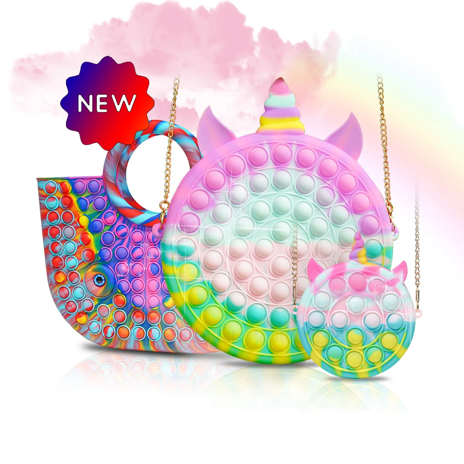 C1 High-quality New Unicorn Pop purse Large-capacity Pop Fidget Toy Popiting Bags Fidgets For Girls
