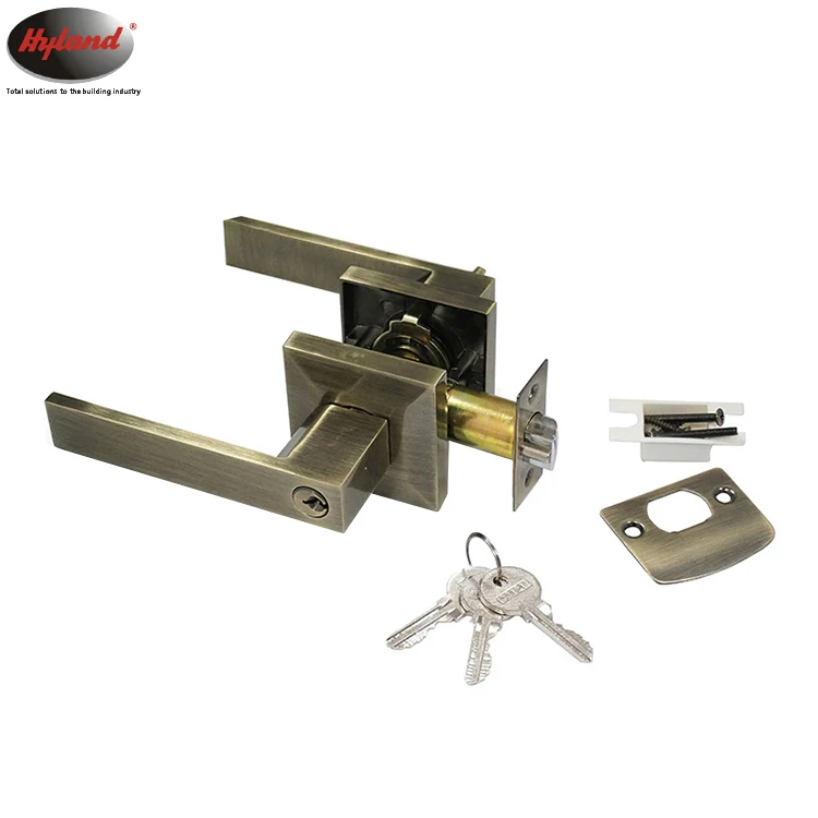 Hot sale  heavy duty tubular entrance door lock, Hyland OEM LH852 AB ET, Door handle lock Antique brass finish