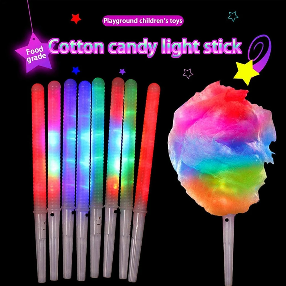 Custom LED Light up Cotton Candy Glow Party Sticks Bulk White Handle Stick  Toy Flashing LED Multicolor Sticks For Wedding Party