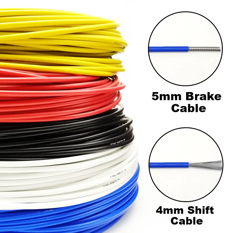 100m Bicycle Shift Cable 4mm Mountain Bike 5mm Brake Shift Housing Line Pipe Shift Wire Line Bicycle Brake Cables