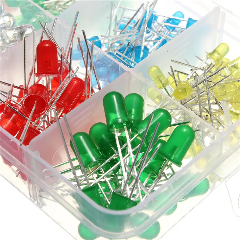 300Pcs DIY LEDs Set 3mm 5mm LED Light LED Diode Kit White Yellow Red Green Blue Assorted Kit 3V 20mA DIY Lights Kits Bulb Lamp