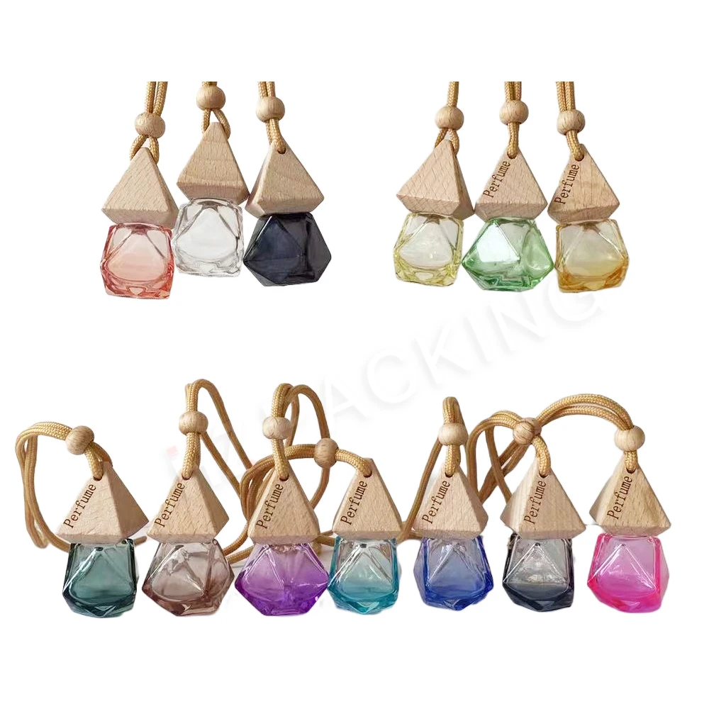 8ml Hanging Car Perfume Bottles Fragrance Diffuser Bottle Car Air Freshener Glass Essential Oil Bottle Wholesaler