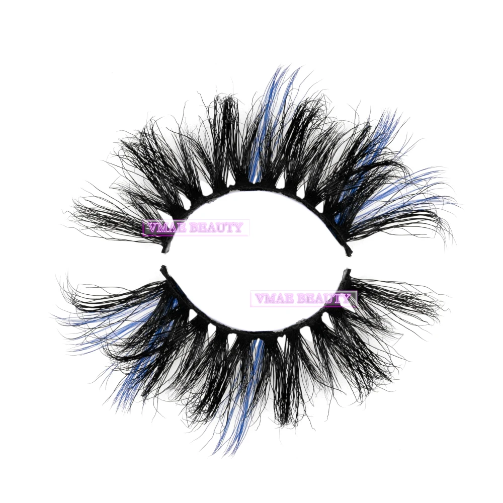 VMAE Hot Sale Cruelty-free Reusable 15 Times Black Band Thickness Colorful Mink Eyelashes 25mm Full Strip Lashes