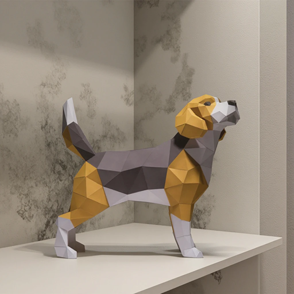 Beagle Dog 3D Origami paper Charming Home Decor for Living Room, Educational Hobby and Holiday Party DIY Origami paper