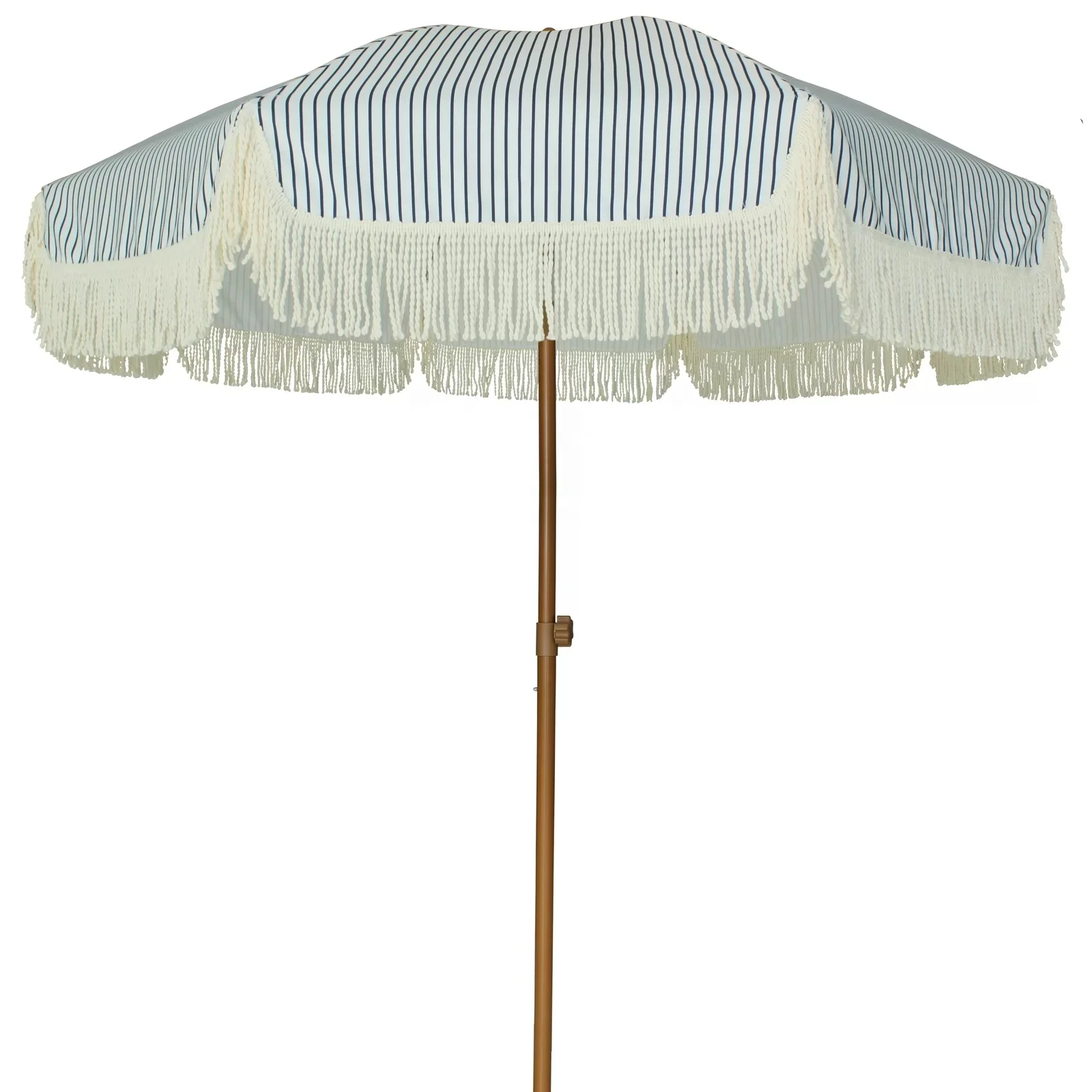 7ft 2021 Luxury Blue Strip Outdoor Garden Tassel Umbrella, Big  UV Protection Waterproof  Beach Fishing Patio Umbrella