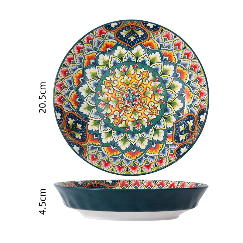 Bohemia style ceramic dishes & plates retro dinnerware sets under glaze porcelain wholesale tableware bowls and plates