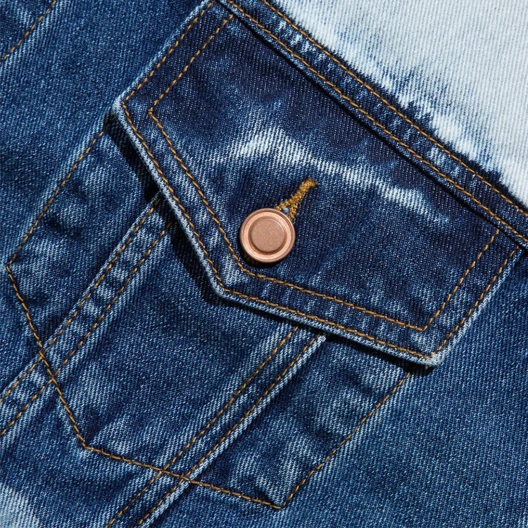 Wholesale Custom Classic Fashion regular Sleeve Mens Contrast Color Tie Dye Denim Jean Jackets