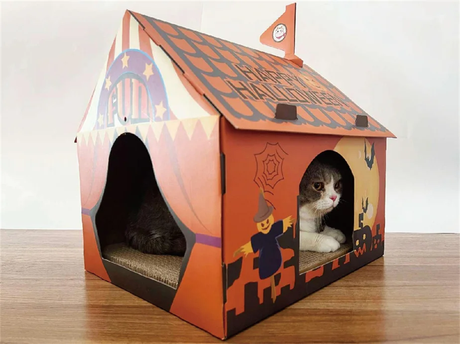 Low Cost Cardboard Pet Scratcher Pet Carrier Cardboard Box Pet House Modern Cat House