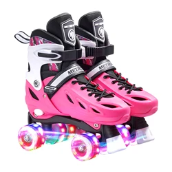 Hot selling kids children flashing wheels quad roller skate for cityrun or in skate park