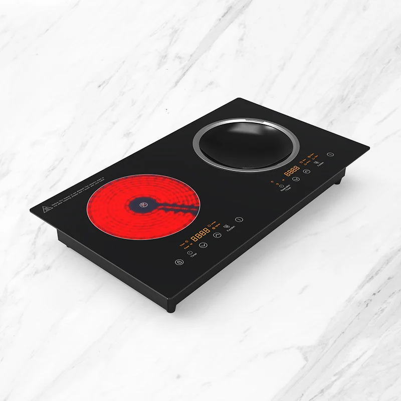 Built-in kitchen appliance 220-240V 3500W 2 burners infrared and induction cooktop with concave burner