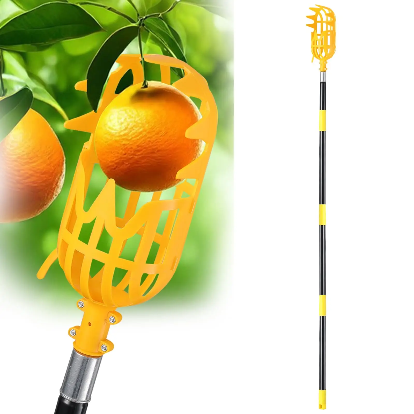 Hot Selling High Quality Apple Fruit Picker Pole Fruit Tree Picker Tool Plastic Fruit Grabber Reacher Tool with Extension Pole