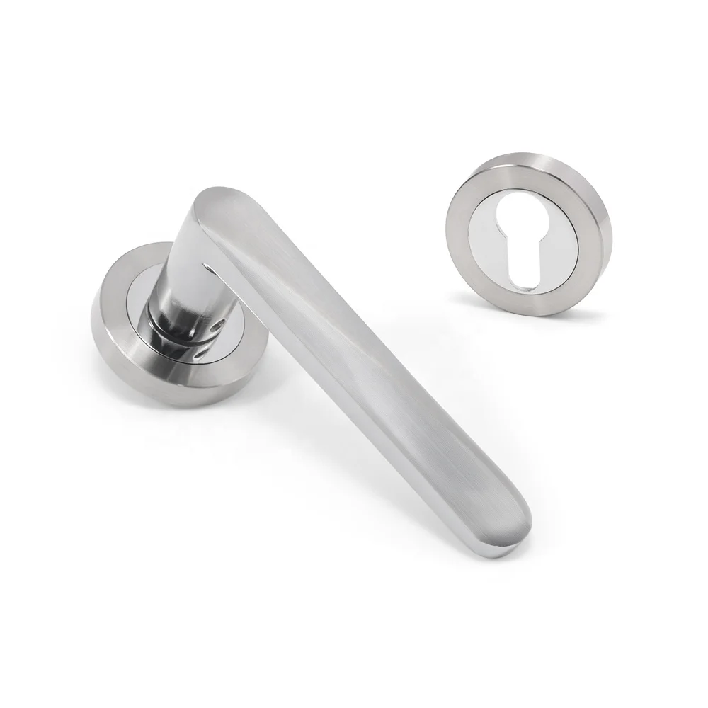 Yonfia A8223R57 brushed nickel solid aluminium interior door handles home bedroom mortise lever door handle lock for wood door