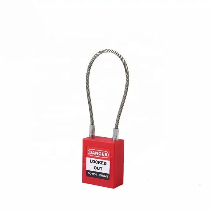 baoten hot sale 175mm length wire cable shackle Loto Safety Lockout safety padlock