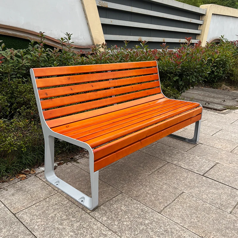 Modern aluminium casted bench teak bench outdoor outside furniture wooden benches for public park