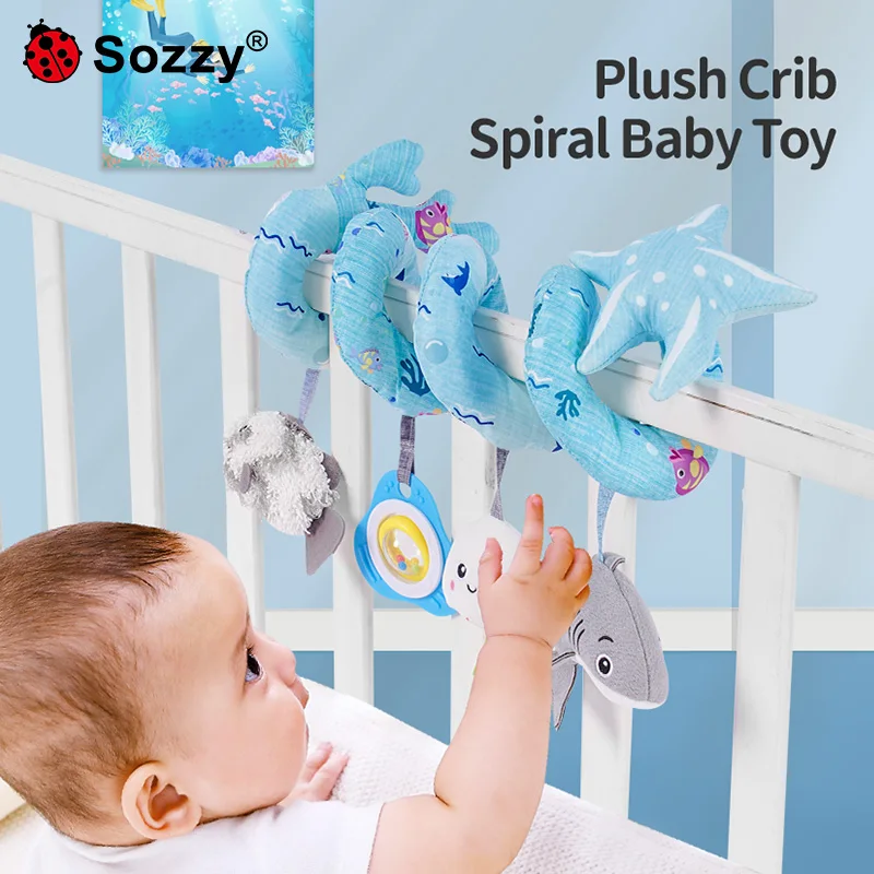 SOZZY Factory OEM Baby Plush Toys Pram Spiral Bed rattle Spiral Toys with Cute Animals Stroller and Travel Activity Toy