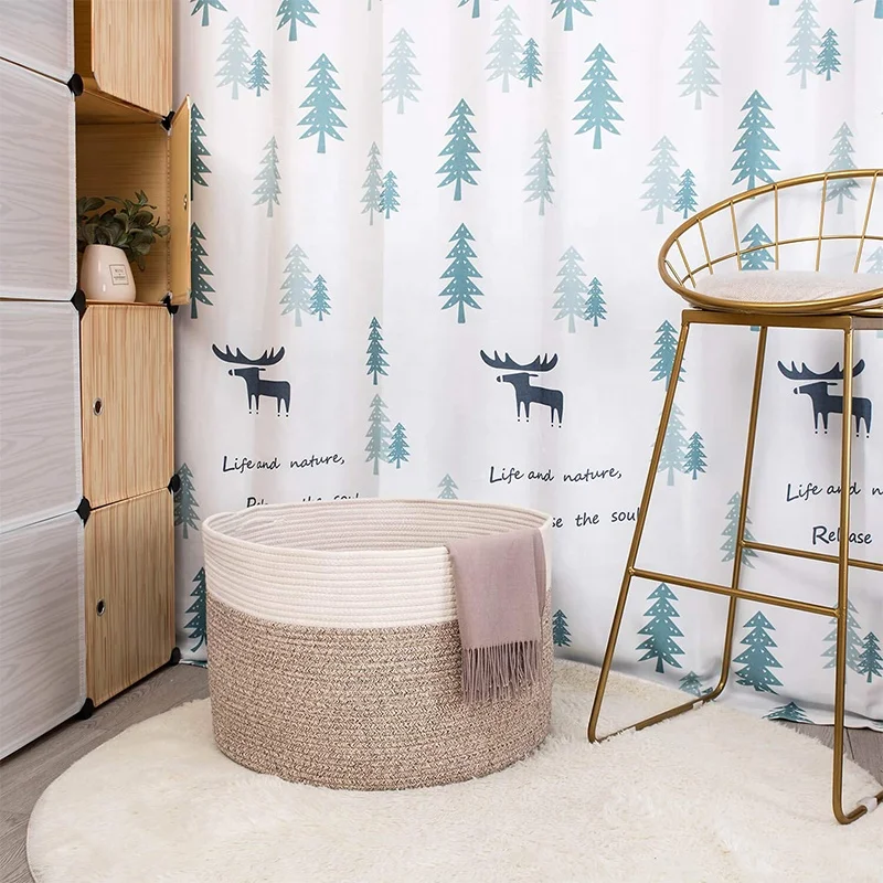 Factory Direct Sale 100% Natural Cotton Rope Extra Large Cotton Rope Woven Storage Basket Baby Laundry Basket