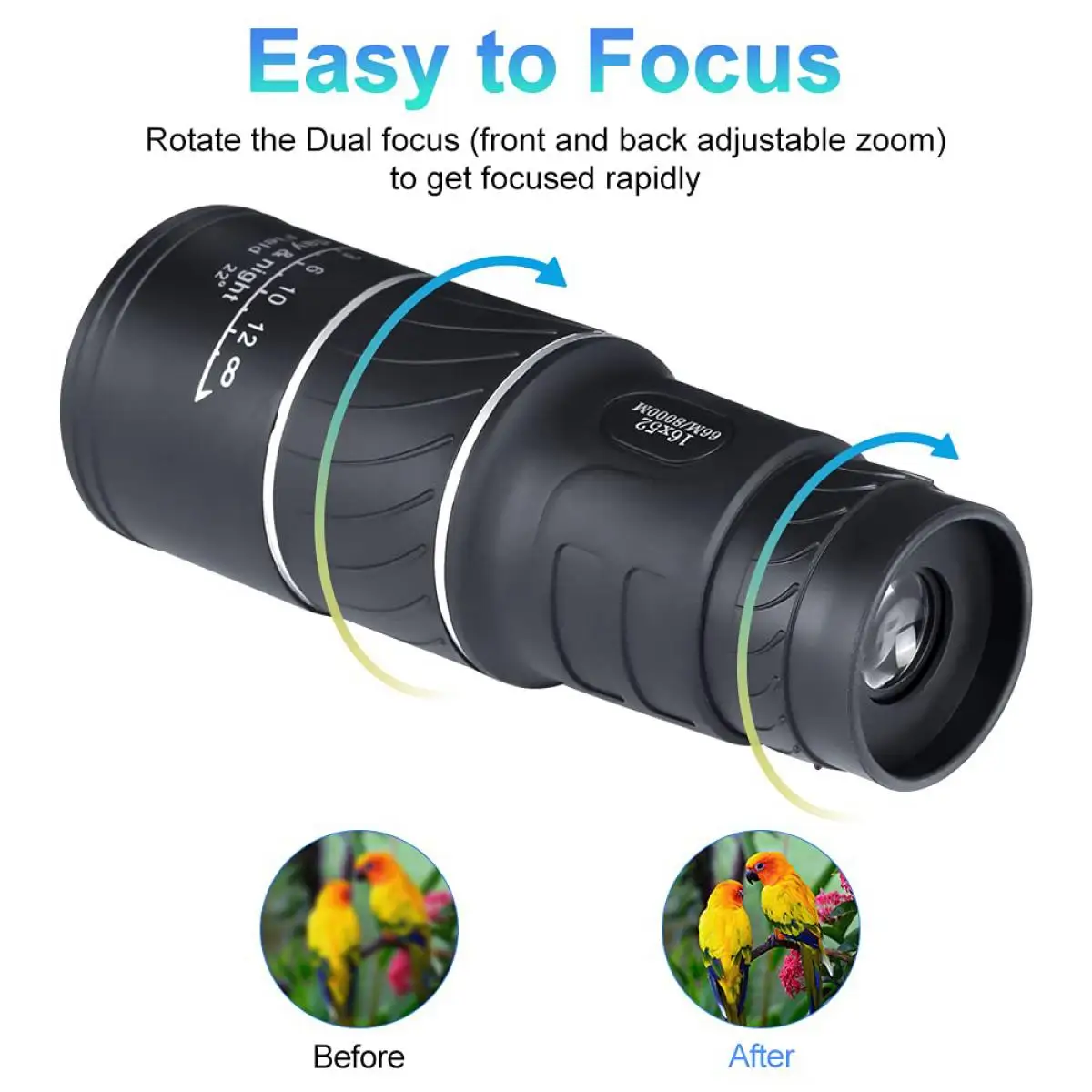 16X52 High Power Portable Monocular Telescope with Tripod Plastic Outdoor Telescope Monocular for Wholesale Price