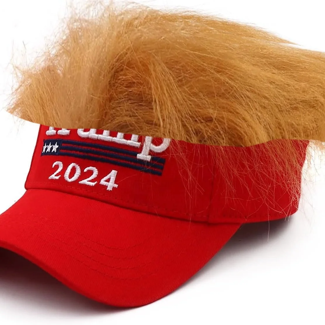 Wholesale Red Cotton Baseball Cap Wig Hats Cap For Men Women Embroidery  USA flag Letters 2024 MAGA Hat