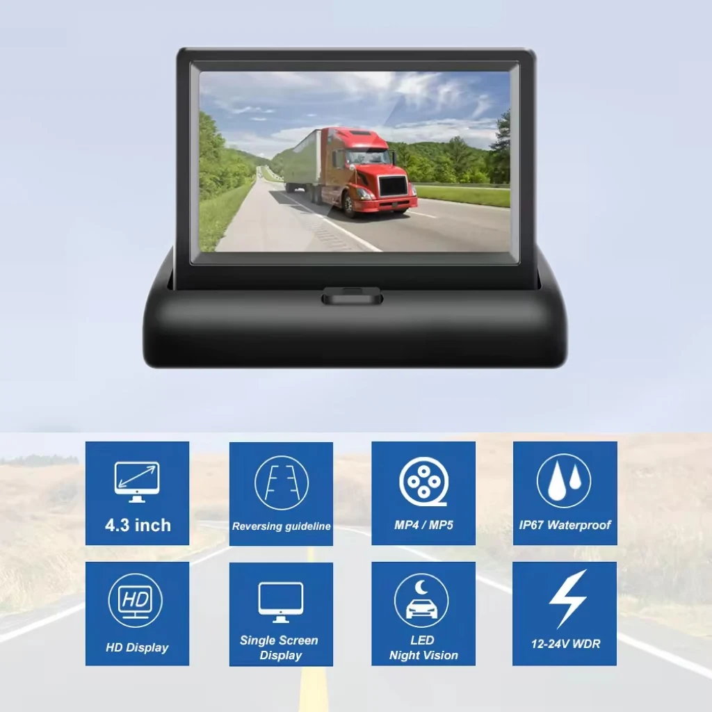 4.3-Inch Foldable Car Monitor Reverse Parking IR/LED Night Vision Rear View Camera LCD/TFT Screen TV/DVD Combination AV
