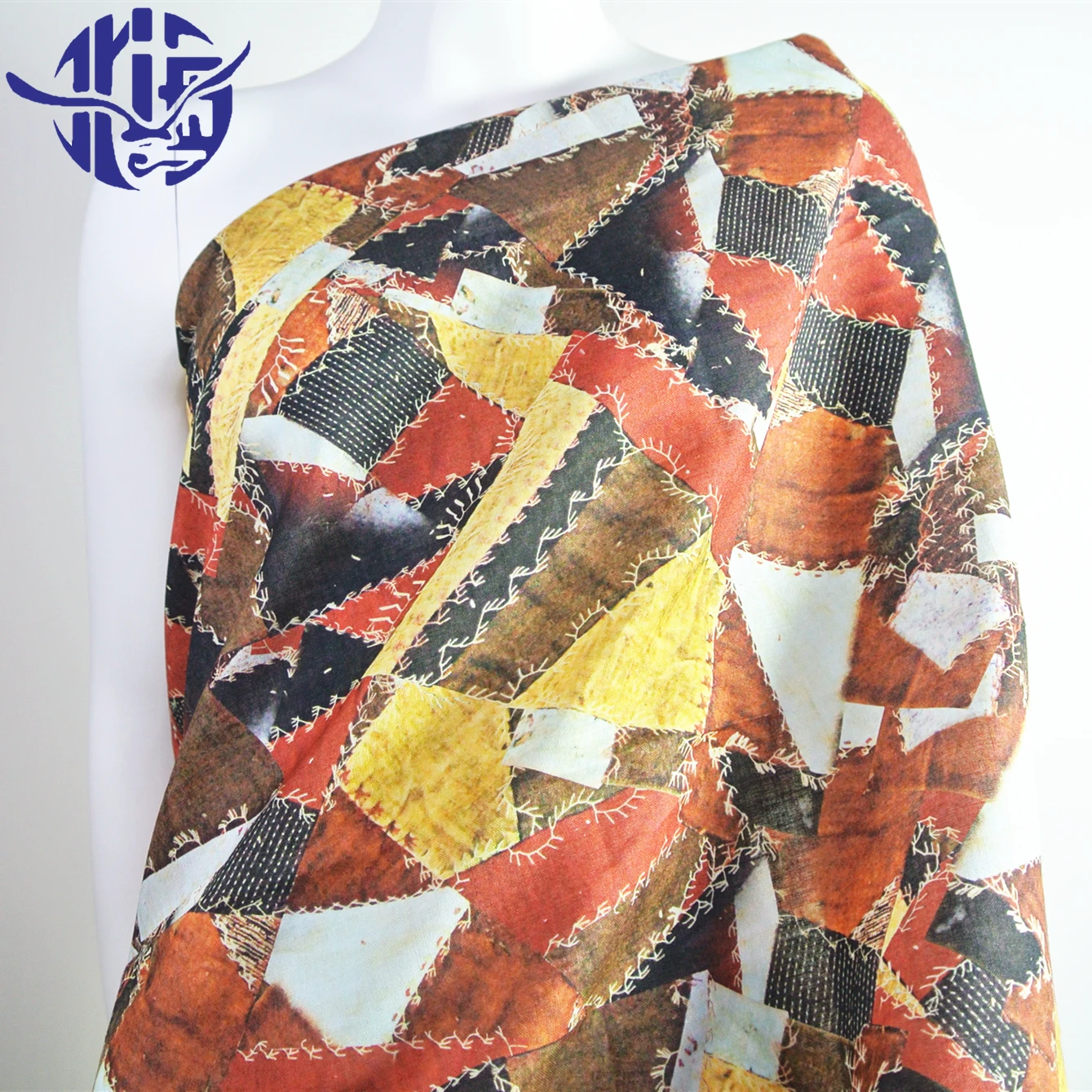 Zhehui 2021 High Quality Skirt Geometric Pattern Digital Print Fabric Ramie Cotton