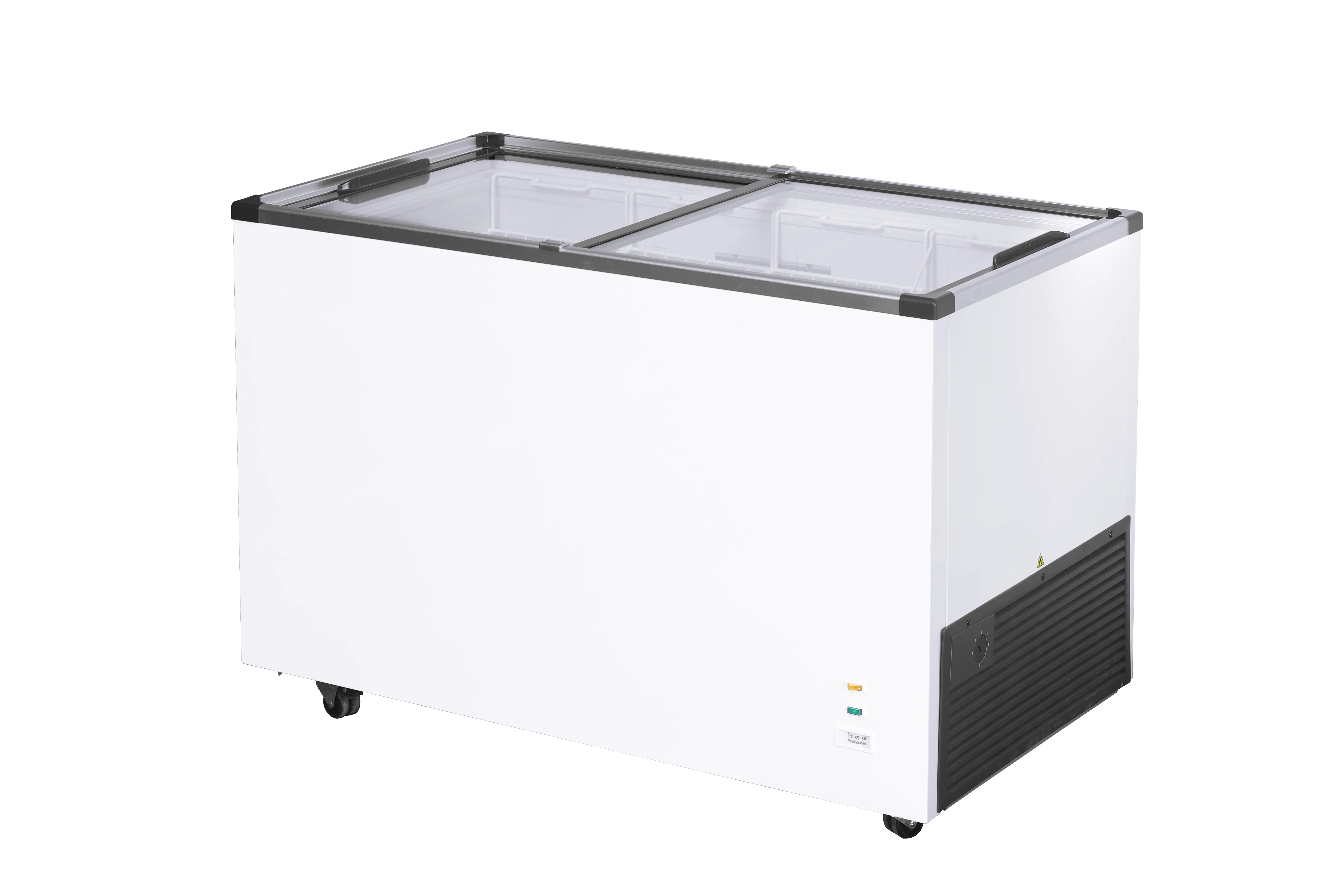 Kenkuhl supermarket flat glass top commercial ice cream food meat open display freezer cabinet