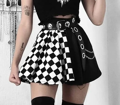 YiXin OEM ODM Womens Skirts 2022 New Style Summer Patchwork Plaid Pleated High Waist Women Black Skirt Sexy Girls Mini Skirt