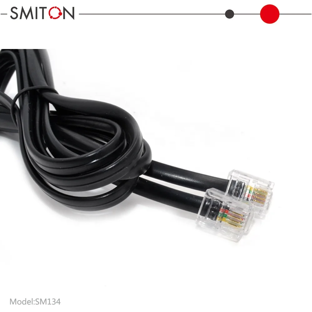 Black RJ 11 Telephone Cord Cable RJ11 Line Wire