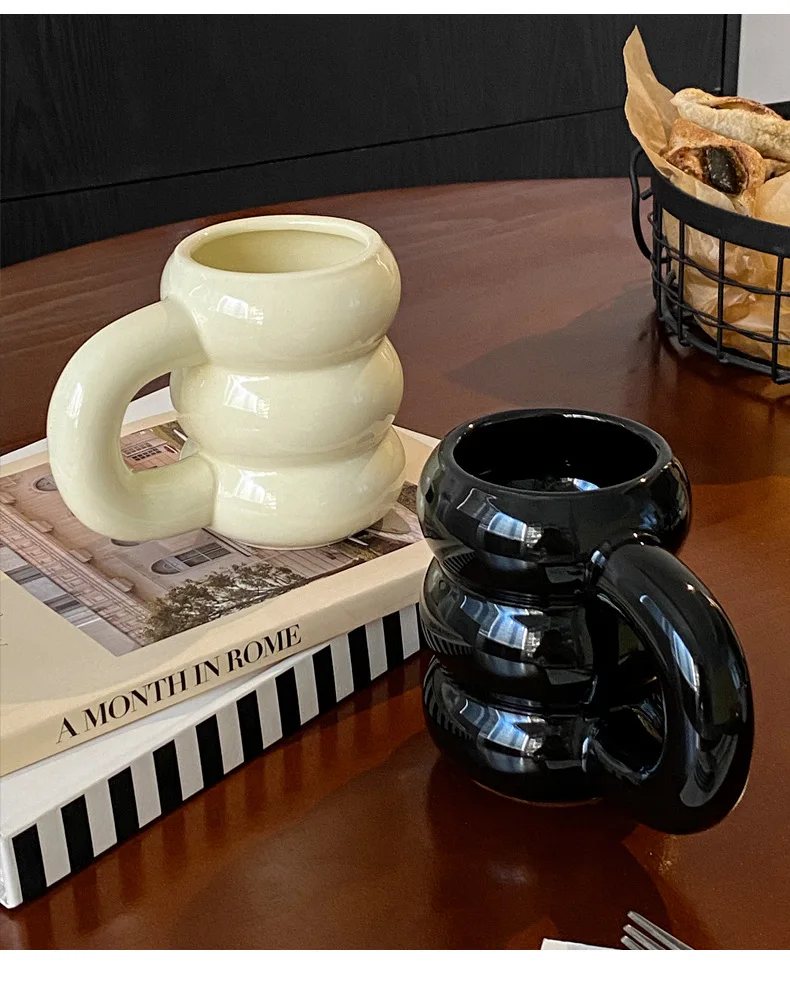 ceramic coffee milk cup High temperature resistant large handle milk coffee color water cup microwavable tire ceramic mug