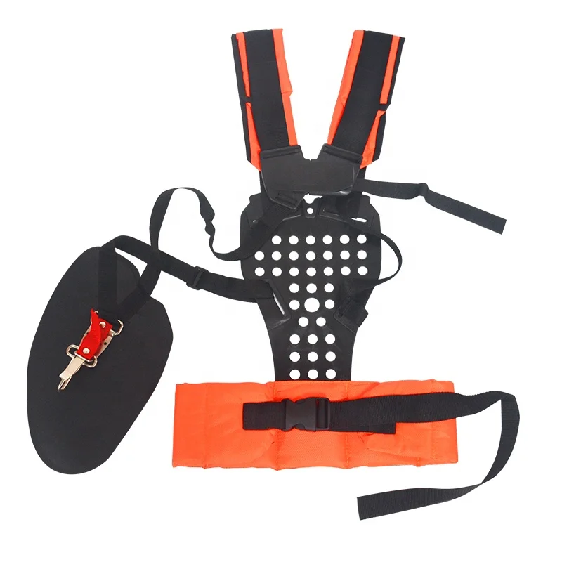 Universal Double Shoulder Strap Grass Trimmer Brush Cutter Harness Nylon Orange Padded Belt Shoulder Strap