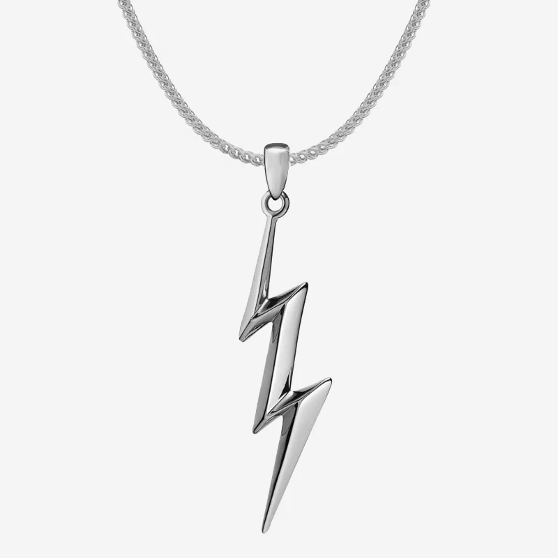 Personalized Fashion Hip-hop Thunderbolt Pendants Men Jewelry Silver Gold Black Stainless Steel Thunder Lightning Bolt Necklace