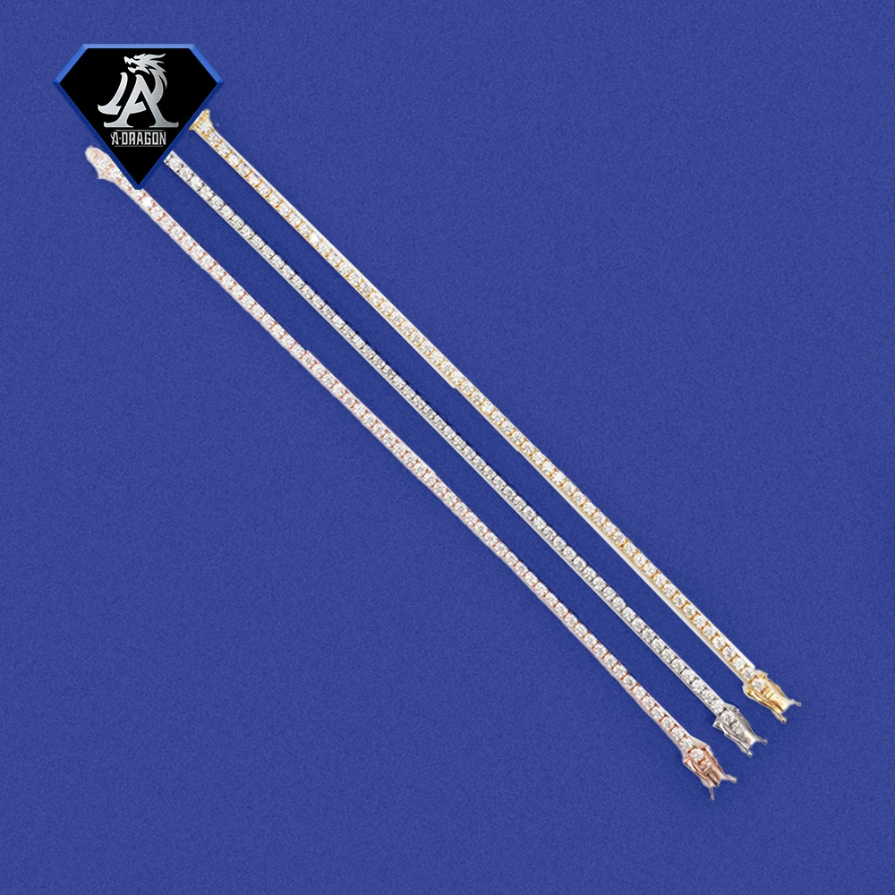 Customizable Minimalist Hip-Hop Style Everyday Wear 2mm S925 Silver VVS1 Moissanite Tennis Chain Fashion Necklace