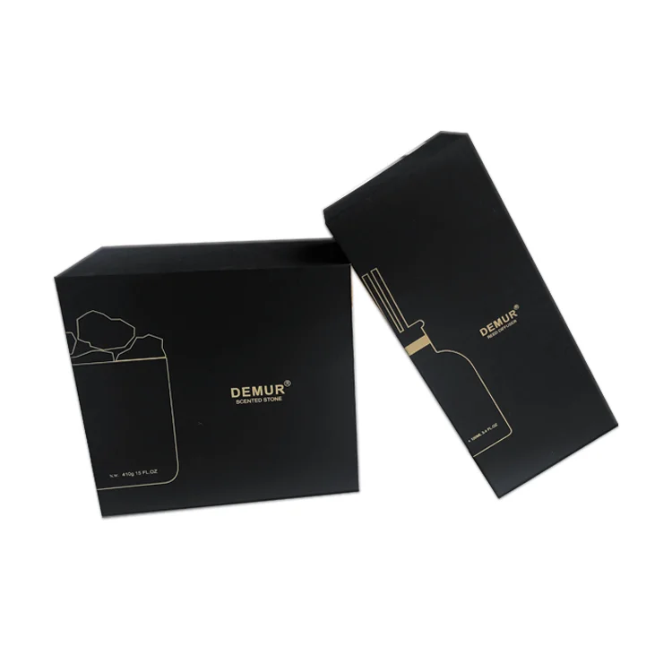 custom matte black gold foil essential oil gift box